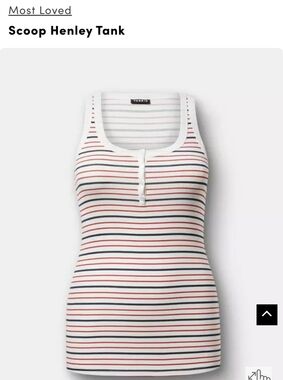 New Torrid Scoop Henley Tank Top with Red & Black  Stripes Sz M/L